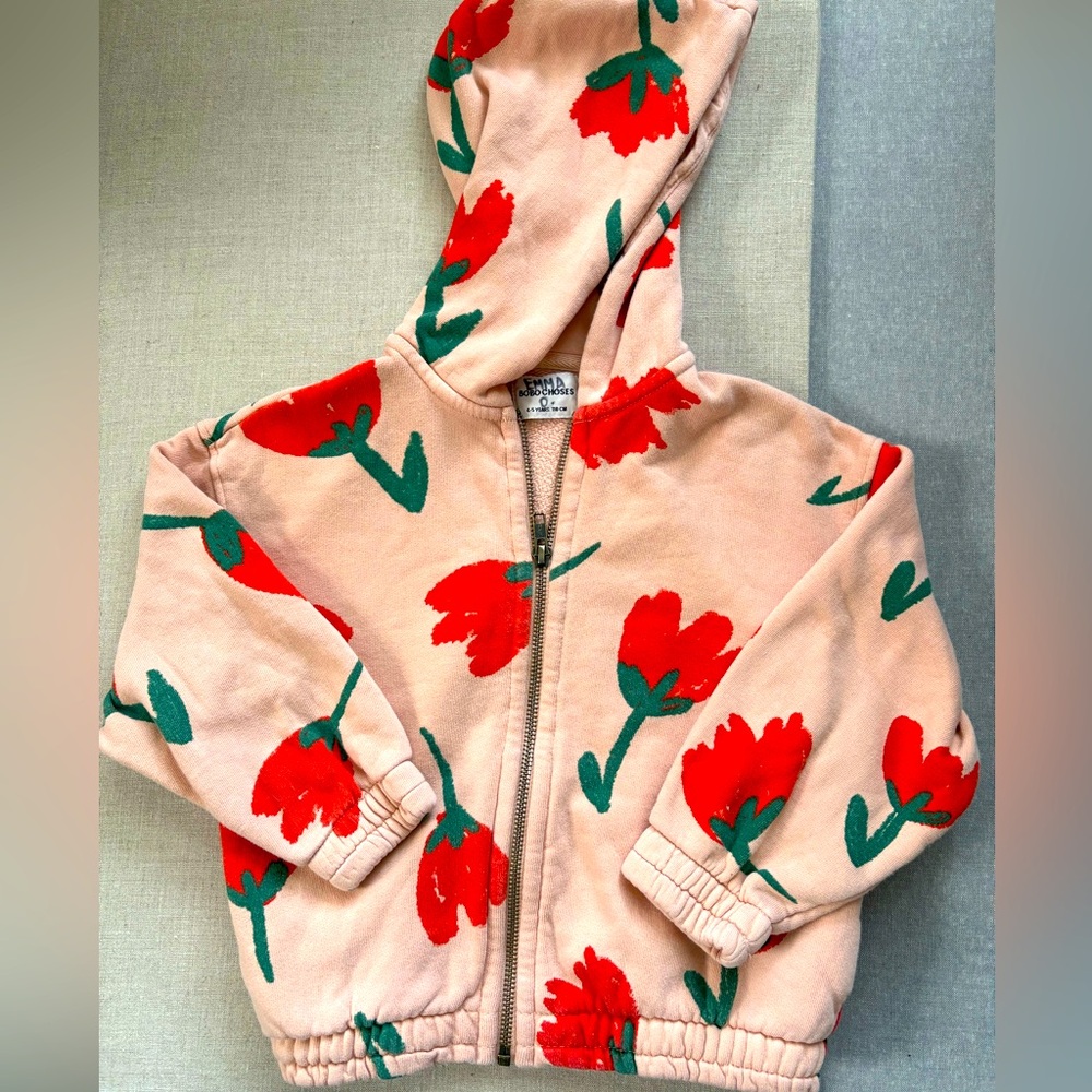 Bobo Choses Tulip Girls Hooded zippered Sweatshirt